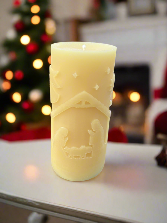 100% Beeswax | 55-hour burn |Nativity Design